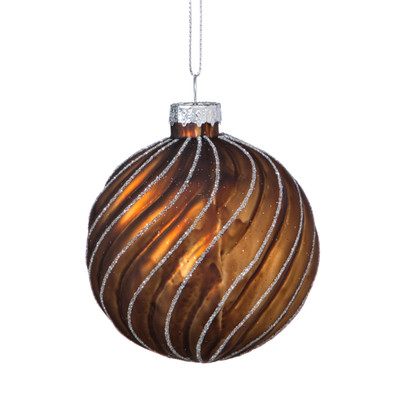 Kerstbal gedraaid streep - bruin
