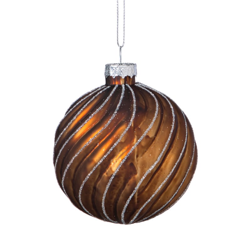 Kerstbal gedraaid streep - bruin