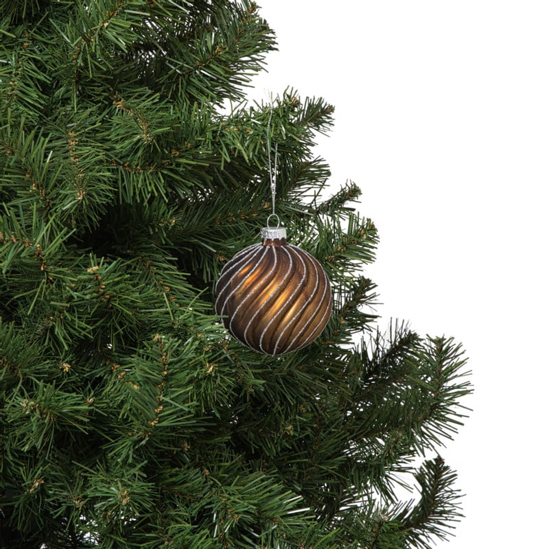Kerstbal gedraaid streep - bruin