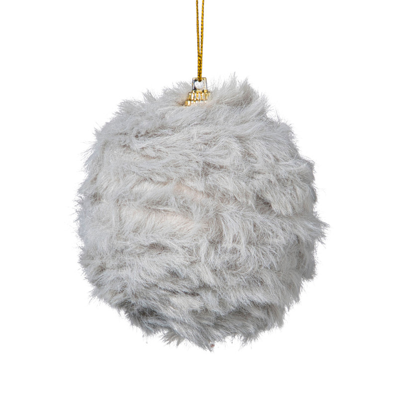 Kerstbal fluffy - grijs