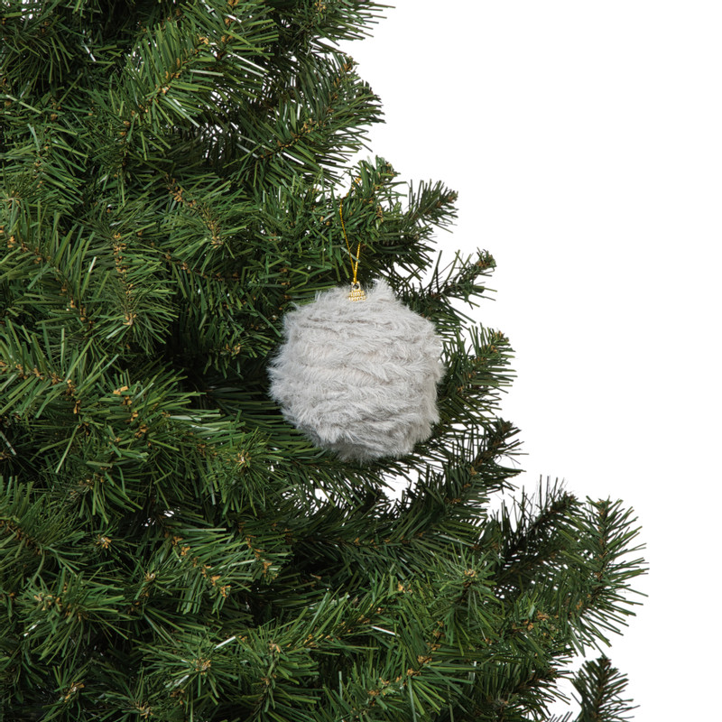 Kerstbal fluffy - grijs
