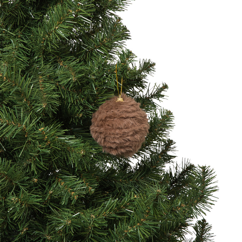 Kerstbal fluffy - bruin