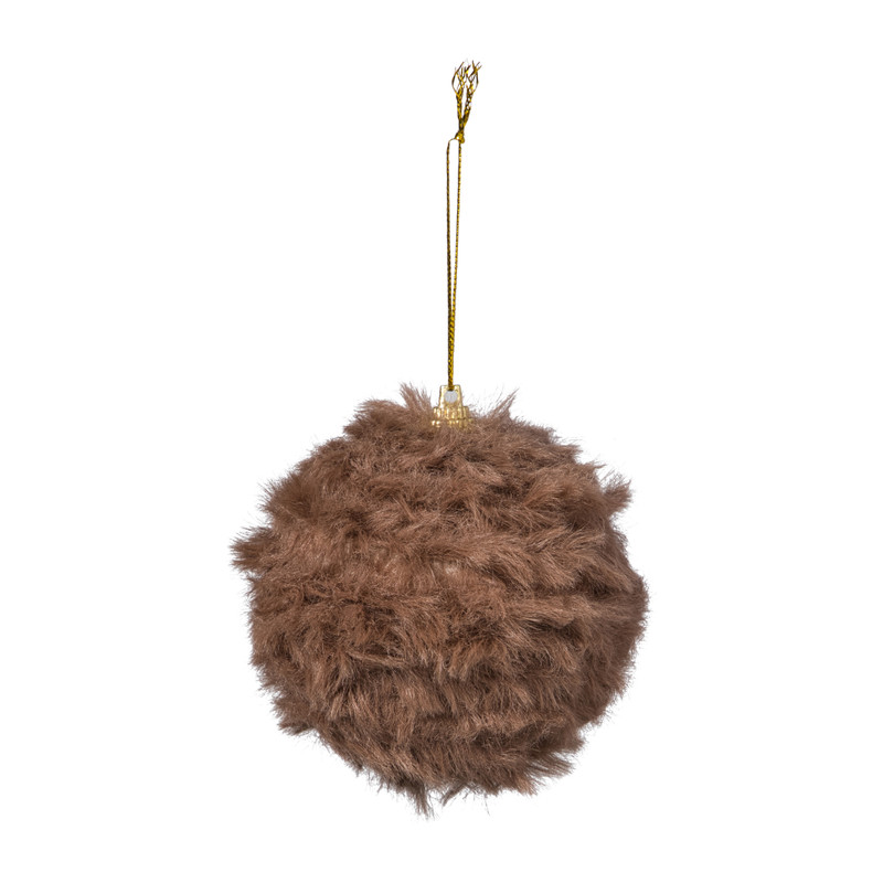 Kerstbal fluffy - bruin