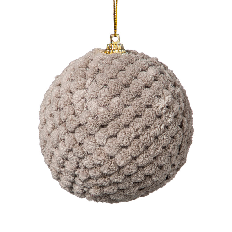 Kerstbal stof - grijs