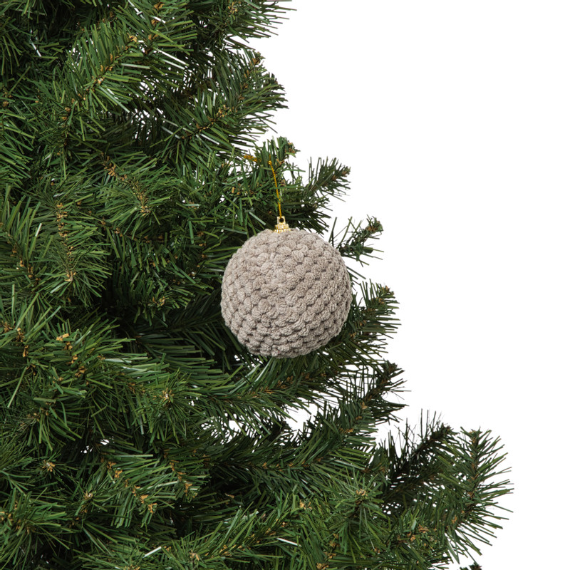 Kerstbal stof - grijs