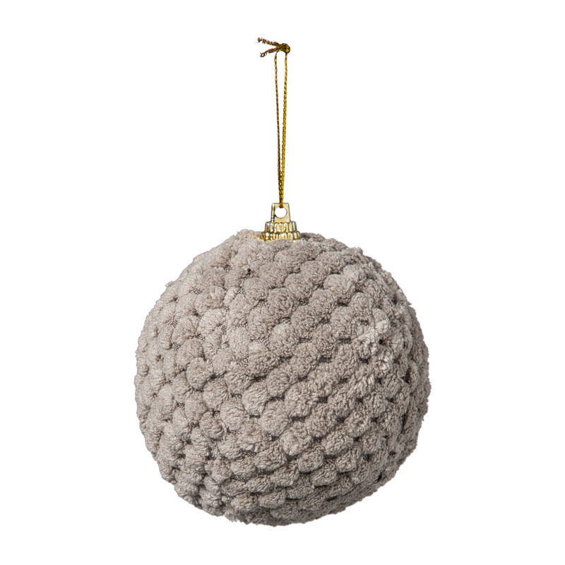 Kerstbal stof - grijs