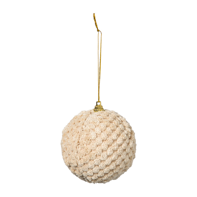 Kerstbal stof - beige