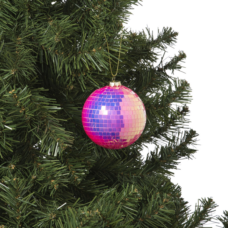 Kerstbal discobal - roze