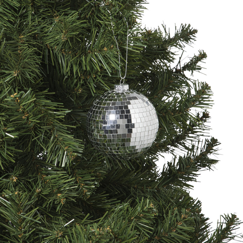 Kerstbal discobal - zilverkleurig