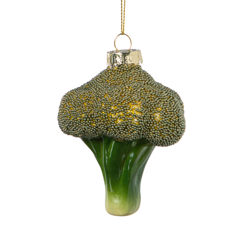 Kersthanger broccoli - groen - 8.5x6.5x6 cm