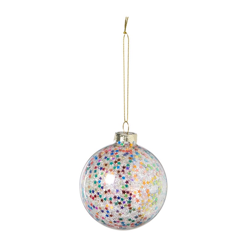 Kersthanger discobal met confetti - goudkleurig - ø8 cm