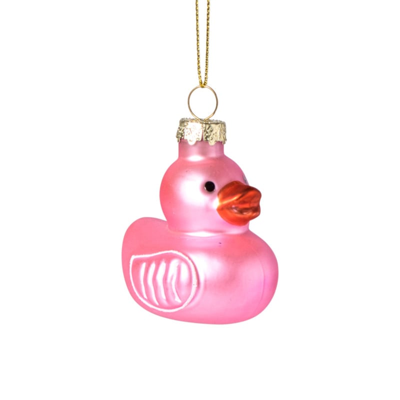 Kersthanger badeendje - roze - 5.5x4.8x4.3 cm