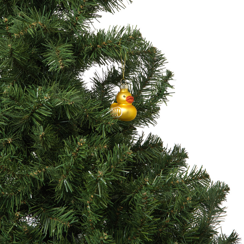 Kersthanger badeendje - geel - 5.5x4.8x4.3 cm