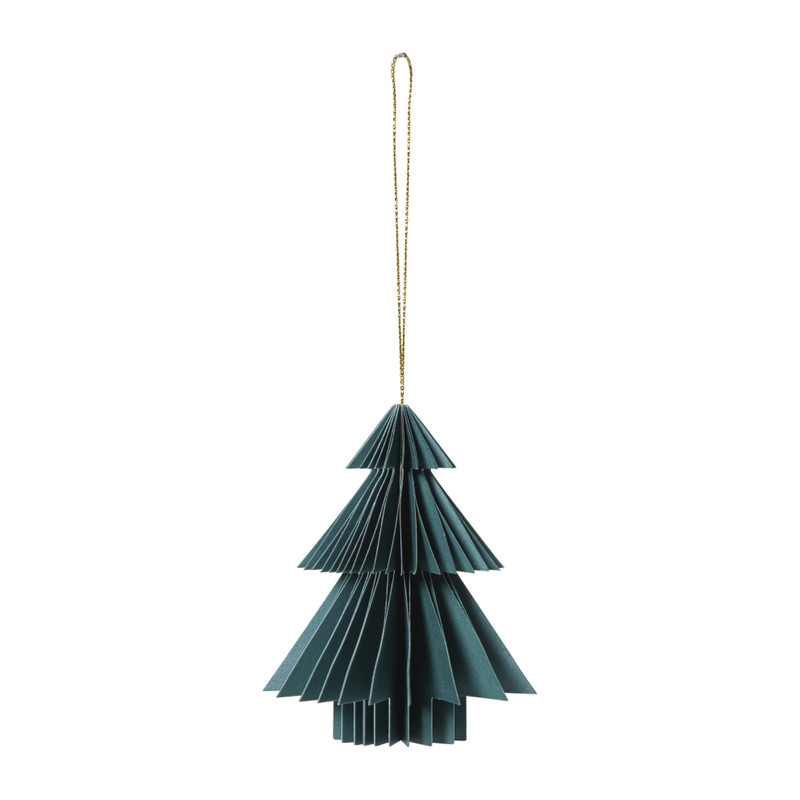 Kersthanger papieren kerstboom - groen - ø8x10 cm