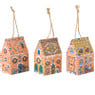 Kersthanger papieren huisjes - set van 3