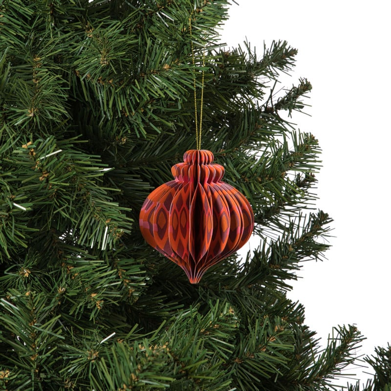 Kerstbal papier clashing colours - diverse varianten - ø8.3x10 cm