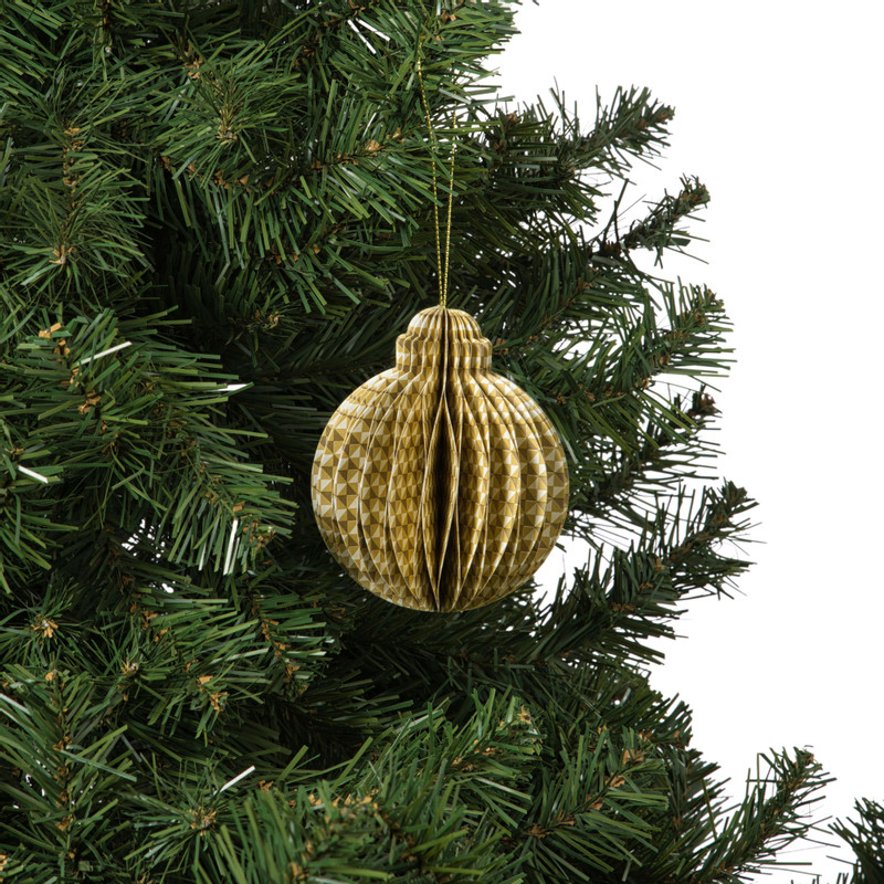 Kerstbal papier clashing colours rond - diverse varianten - ø7x9.5 cm