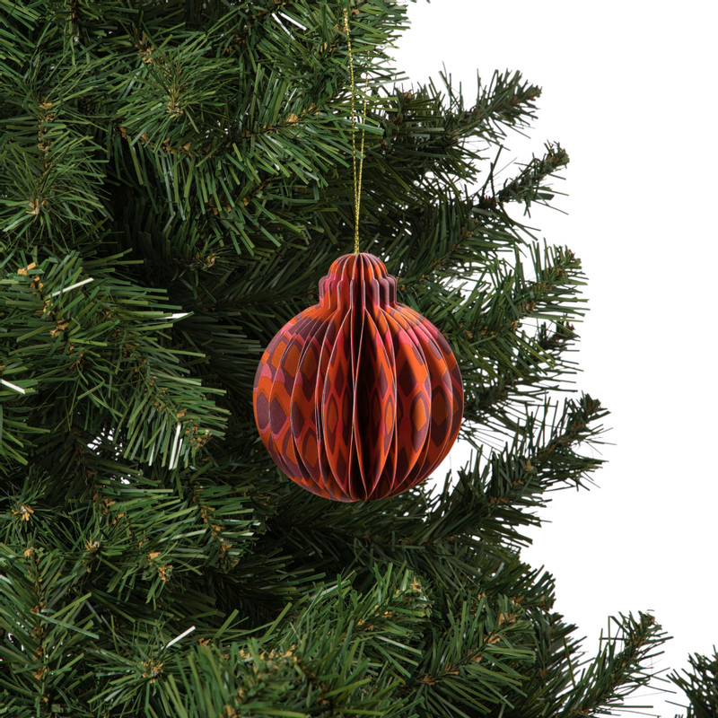 Kerstbal papier clashing colours rond - diverse varianten - ø7x9.5 cm