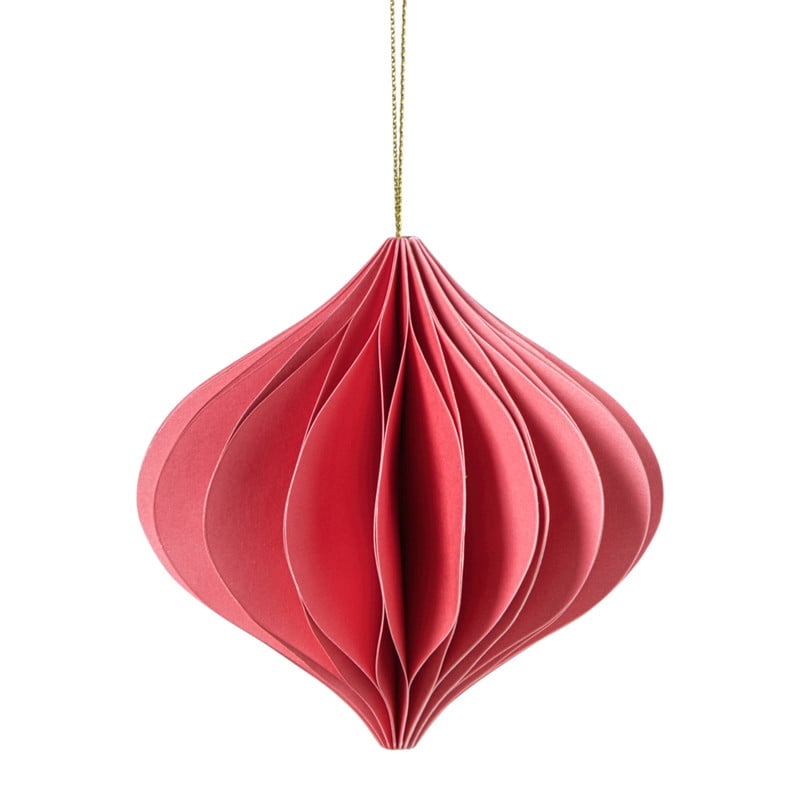 Kersthanger papier - roze - ø10  cm