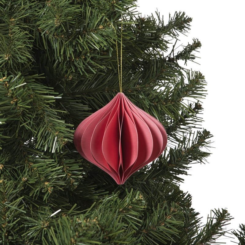 Kersthanger papier - roze - ø10  cm