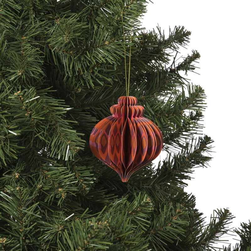 Kersthanger papier - roze - ø10  cm