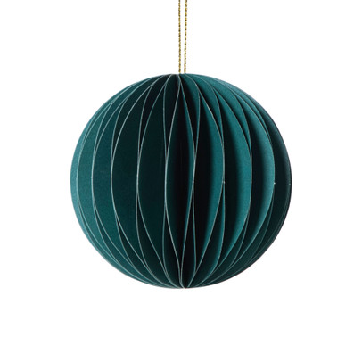Kerstbal papier - groen -ø8 cm