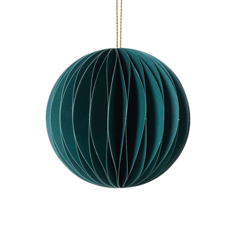 Kerstbal papier - groen -ø8 cm