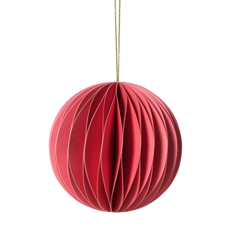 Kerstbal papier - roze - ø8 cm