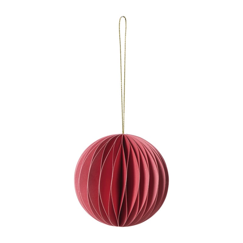 Kerstbal papier - roze - ø8 cm