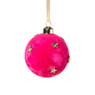 Kerstbal velvet met sterren - roze/goudkleurig