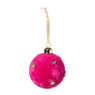 Kerstbal velvet met sterren - roze/goudkleurig