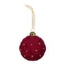 Kerstbal velvet stip - rood