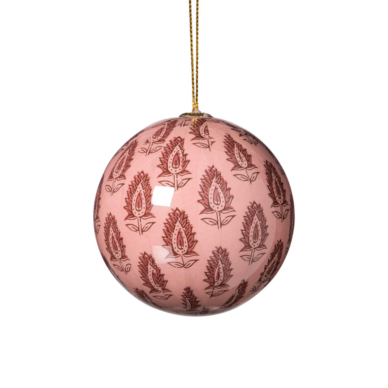 Kerstbal print - rood/roze