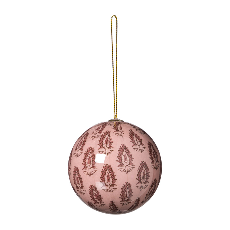 Kerstbal print - rood/roze