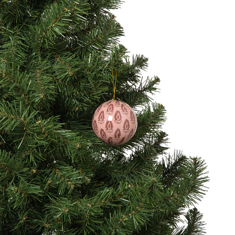 Kerstbal print - rood/roze