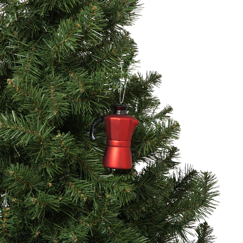 Kersthanger koffiemaker - rood - 10.5x8x5 cm