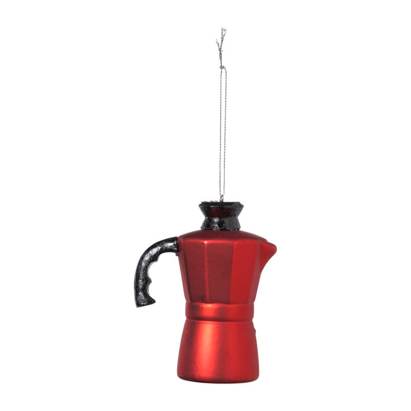 Kersthanger koffiemaker - rood - 10.5x8x5 cm