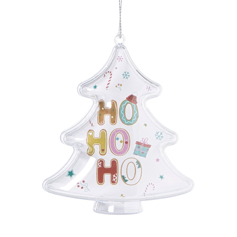 Kersthanger ho ho ho - transparant - 10x8.8x7 cm