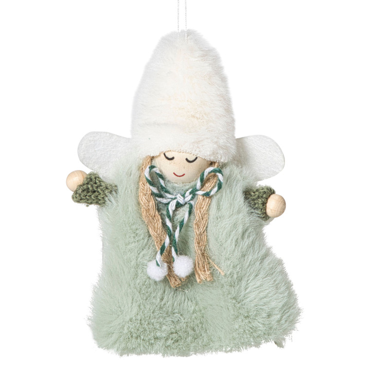 Kersthanger engel - groen - 13x9x2 cm