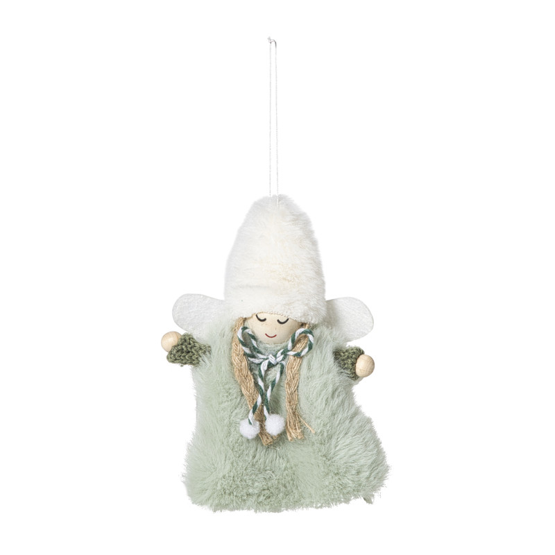 Kersthanger engel - groen - 13x9x2 cm