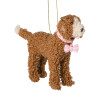 Kersthanger labradoodle met bril - bruin - 14.5x9.5x3.3 cm