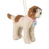 Kersthanger labradoodle met bril - bruin/wit - 14.5x9.5x3.3 cm