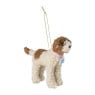 Kersthanger labradoodle met bril - bruin/wit - 14.5x9.5x3.3 cm