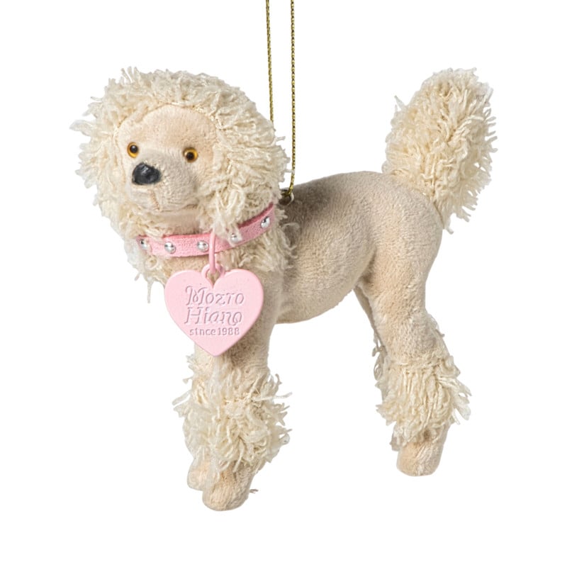 Kersthanger poedel - beige - 12x10x4 cm