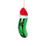 Kersthanger augurk met kerstmuts - groen - 11x3.5x3.2 cm