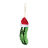 Kersthanger augurk met kerstmuts - groen - 11x3.5x3.2 cm