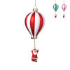 Kersthanger luchtballon met kerstman - diverse varianten - ø7.5x16.5 cm