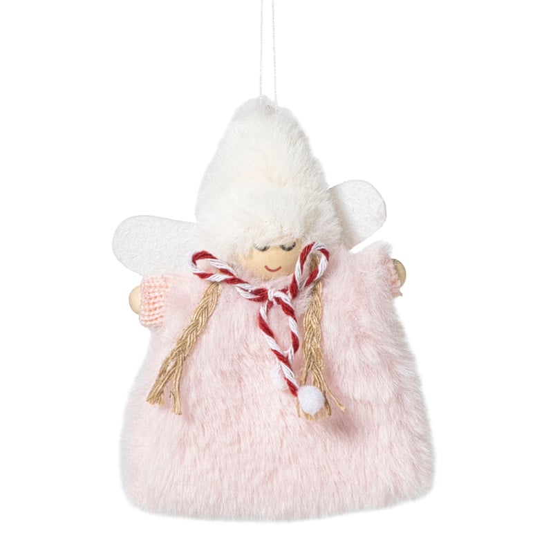 Kersthanger engel - roze - 13x9x2 cm