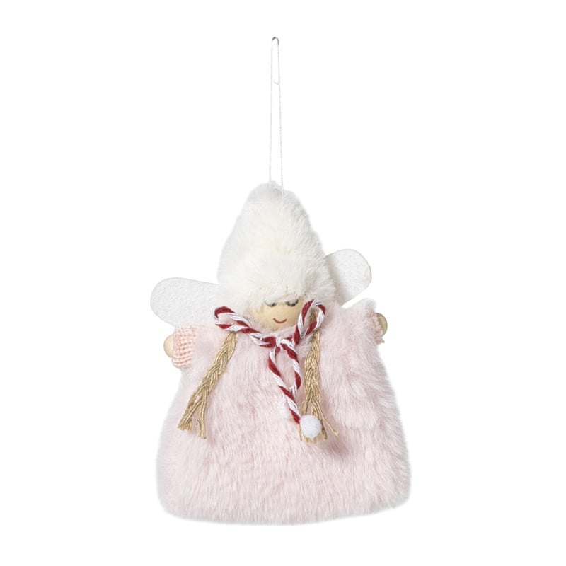 Kersthanger engel - roze - 13x9x2 cm