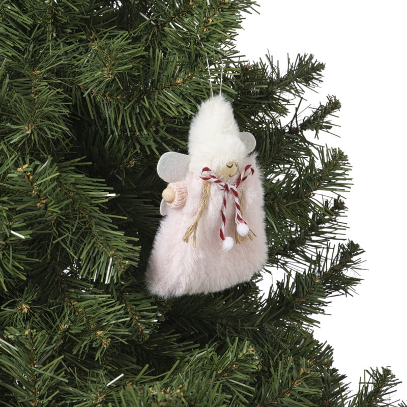 Kersthanger engel - roze - 13x9x2 cm